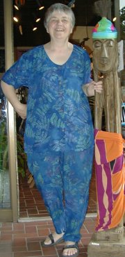 top & pant in blue ferns